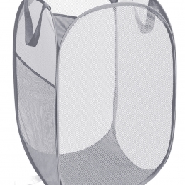 Durable Collapsible Laundry Baskets, Foldable Laundry Hamper with Side Pocket, Tear-resistant Clothes Hampers for Bathroom, Laundry, Kids Room, Dorm or Travel Grey