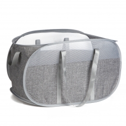 Collapsible Laundry Baskets, Foldable Mesh Clothes Hamper with Reinforced Handles, Durable Pop Up Hampers for Laundry, Tear Proof & Easy to Carry Laundry Hamper for Home, Laundry, Dorm Grey